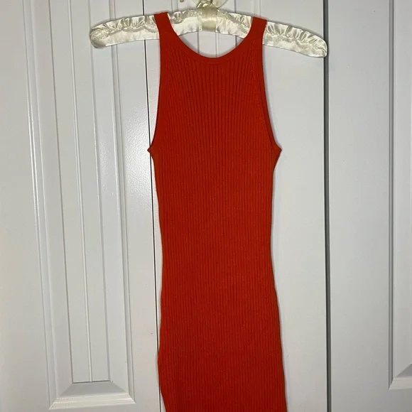 H&M Orange Ribbed Halter Bodycon Maxi Dress - Picture 4 of 7